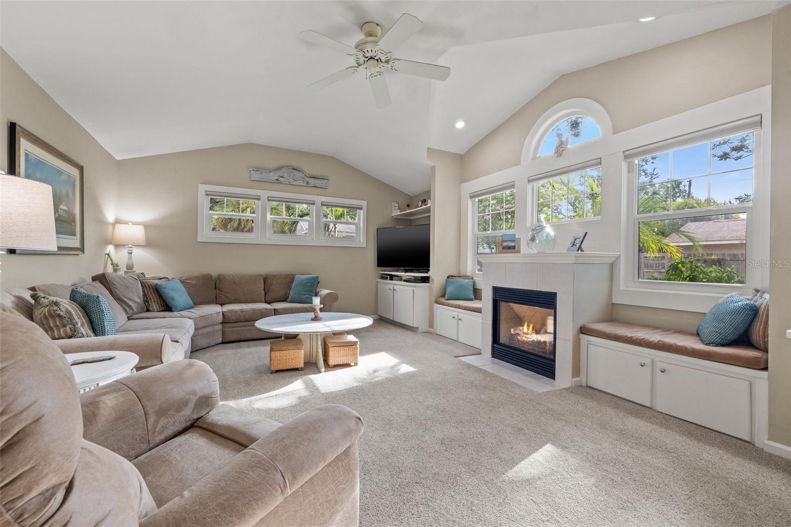 Family room with gas fireplace