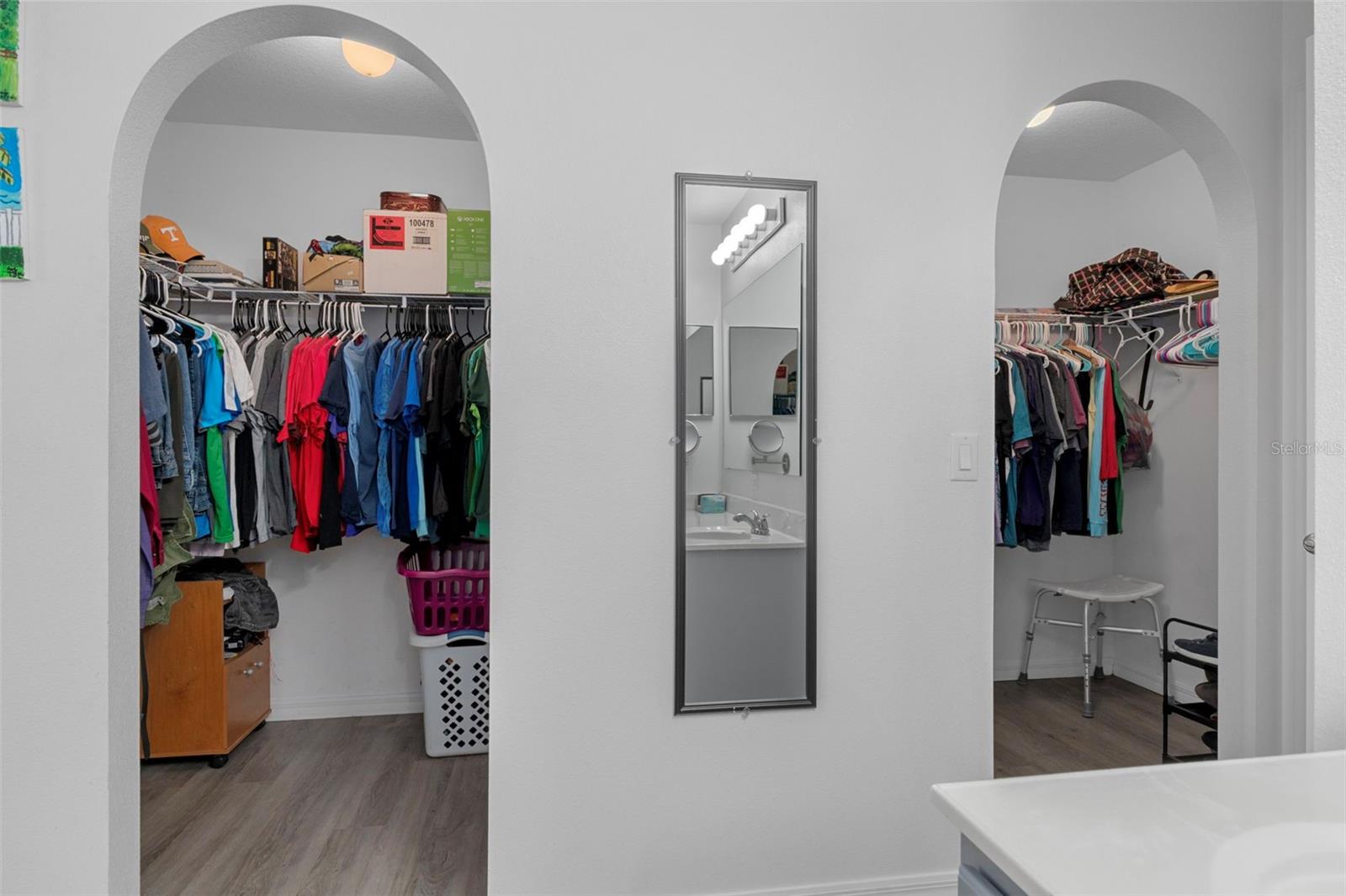 There are two walk in closets in the Master Bedroom