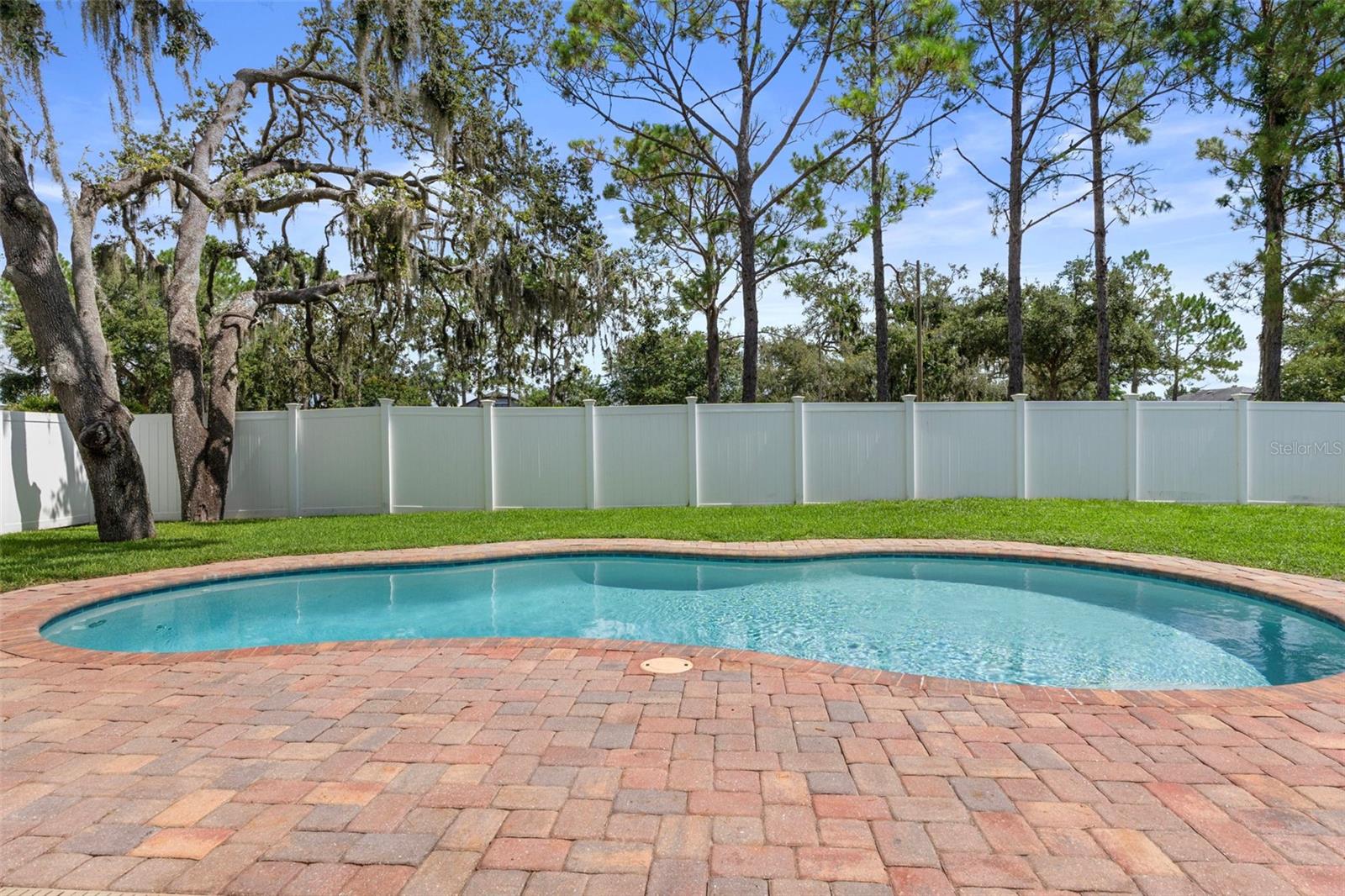 Notice the gorgeous pavers around the salt water pool