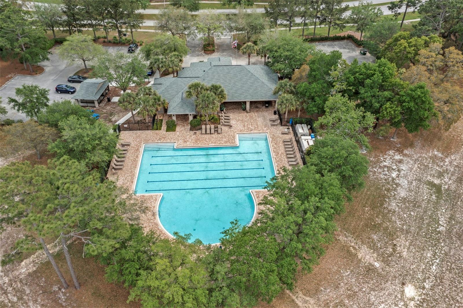 Ariel View of the Pool and Clubhouse and Fitness Center