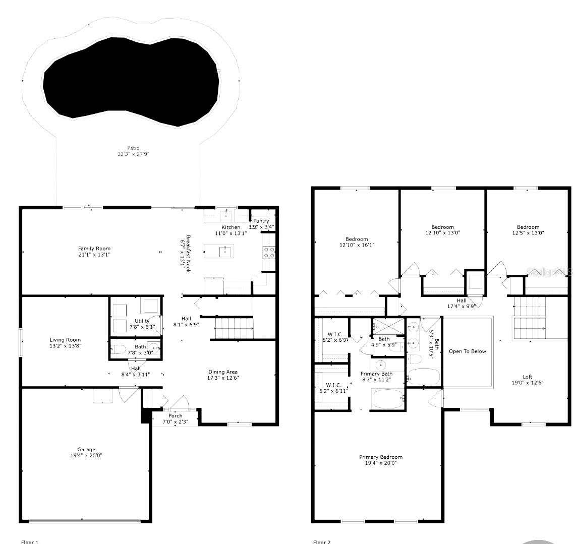 Floors Plans of both the first and second stories of the home