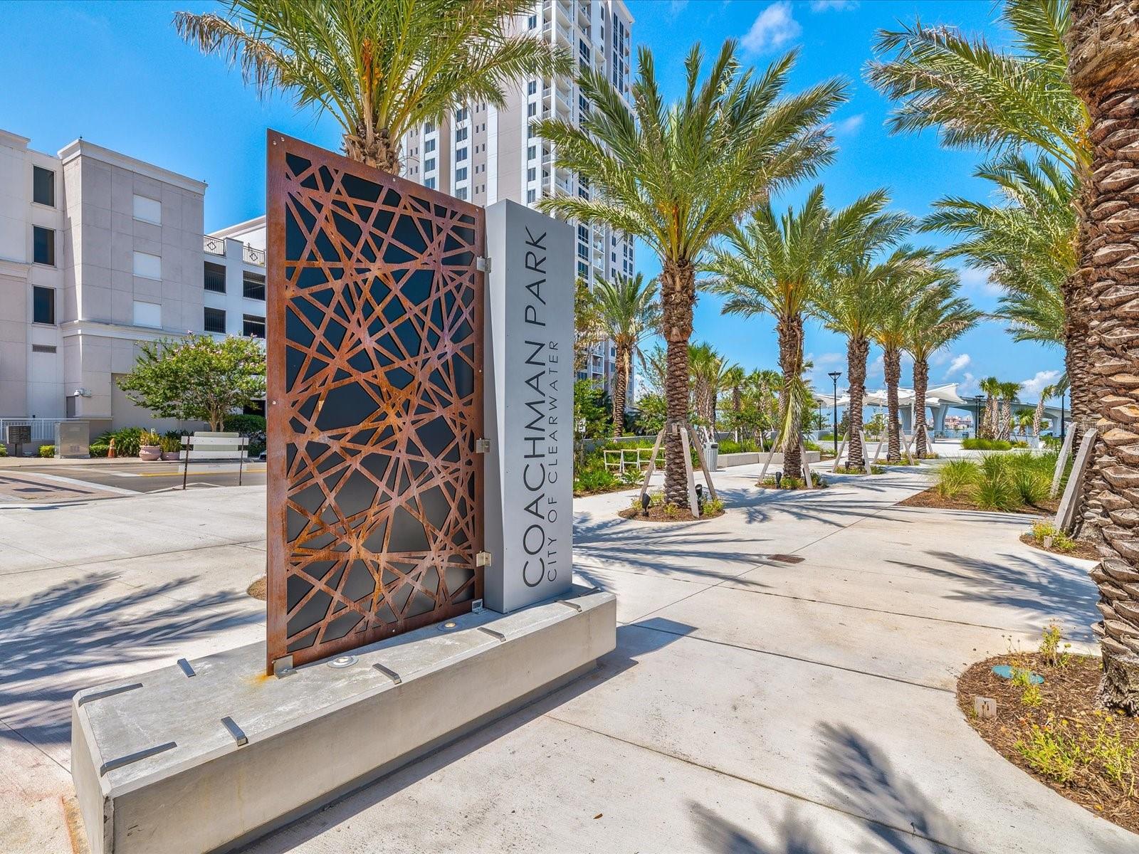 Coachman Park in Downtown Clearwater is 5 minutes away