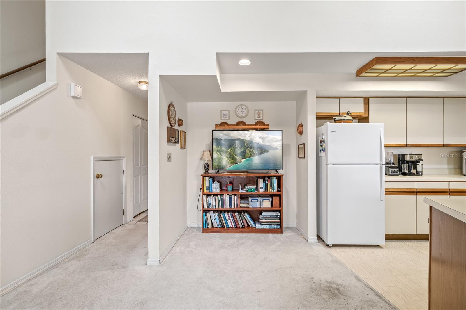 Space for a small dinette, hutch or add a beverage and coffee bar.