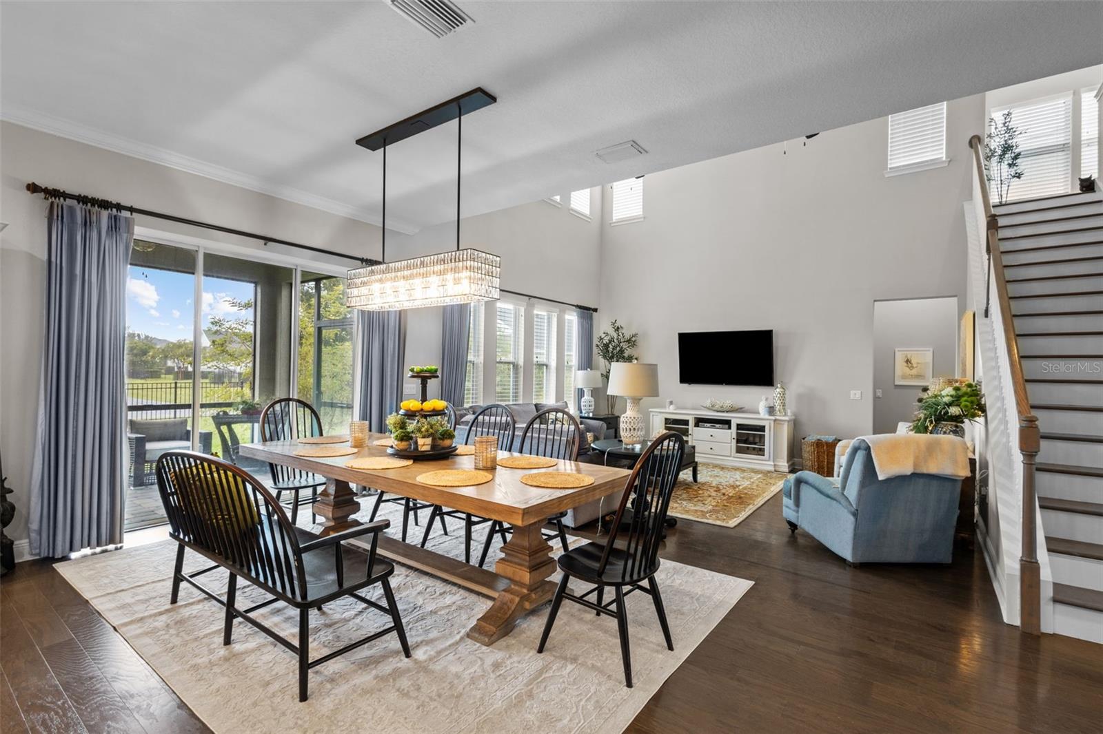 Living Room open to 2nd story ceiling
