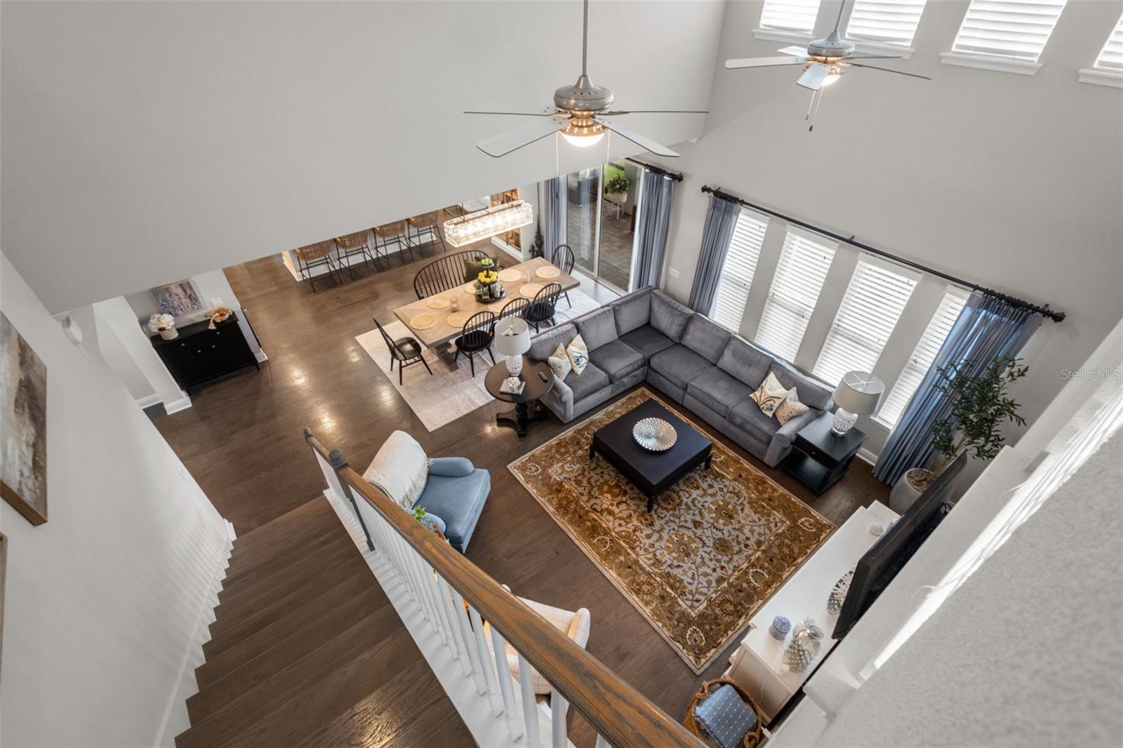 View of Living Room from the top of the stairs