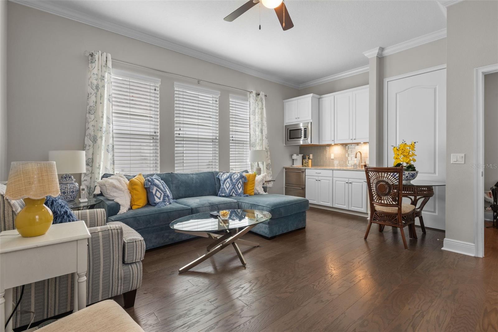 in-law suite living room featuring kitchenette