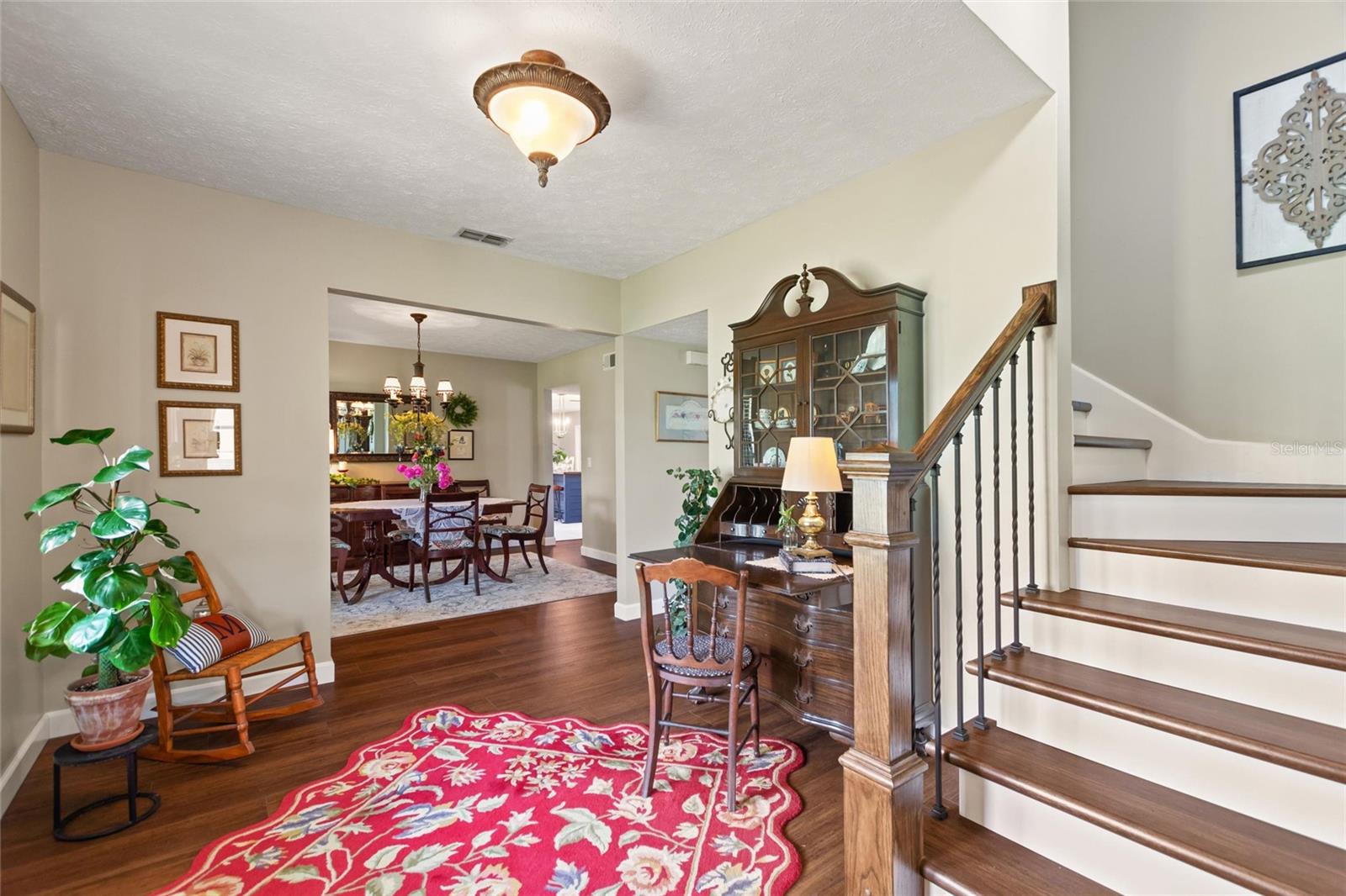 Such an inviting entrance!  This is the view you see when you walk in the front door.  Don't you just love the luxury plank vinyl flooring!  So easy care and waterproof!