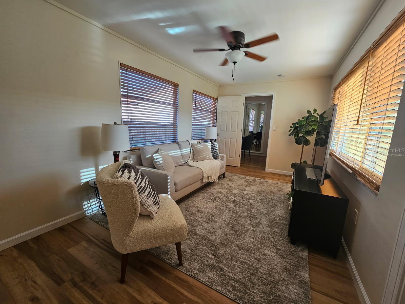 Family room, or third bedroom, looking towards office space.