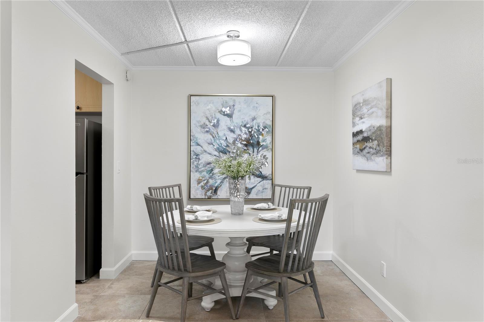 Designated dining area, perfect for enjoying home-cooked meals or hosting guests.
