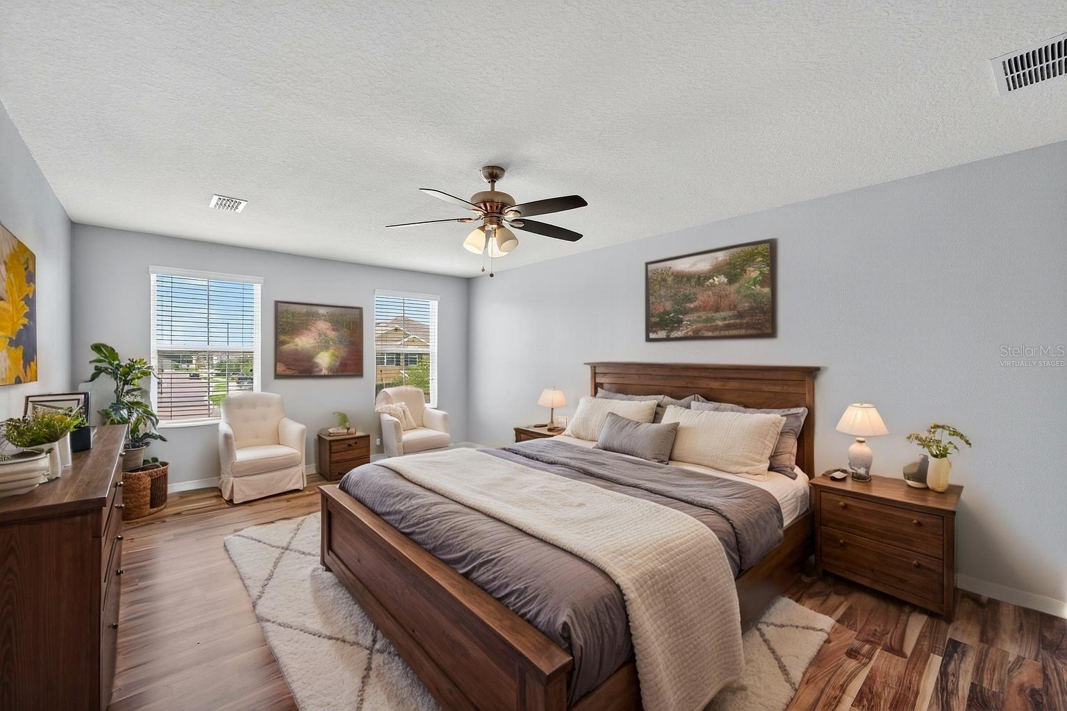 Virtually staged master bedroom