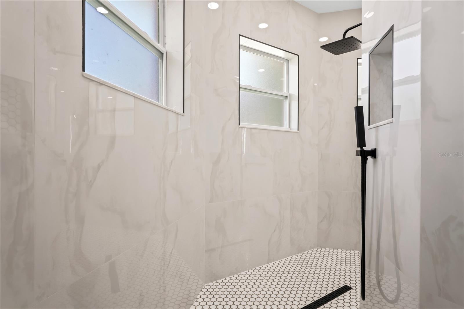 Triple walk through shower