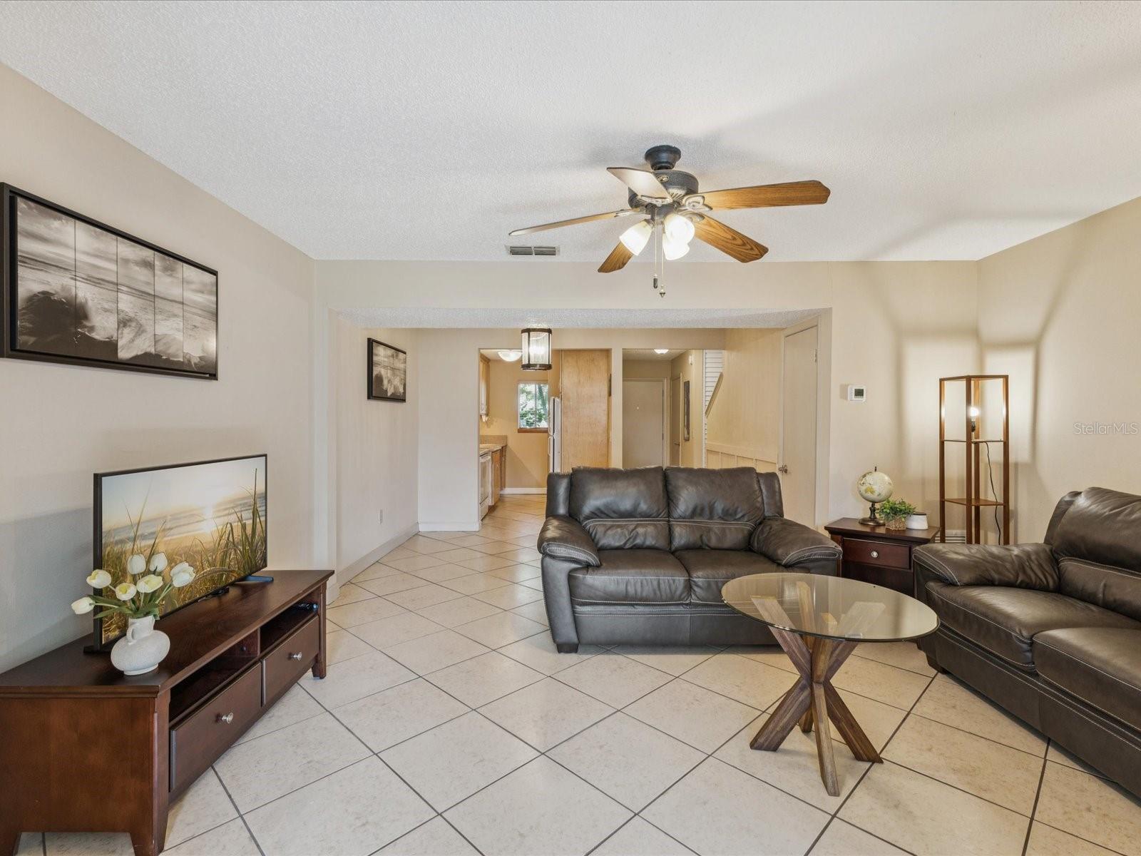 Main floor has open living and dining space