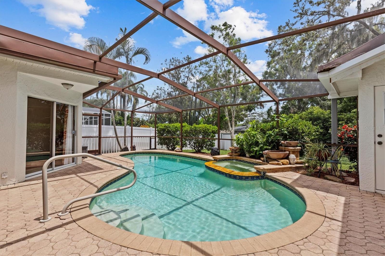 Spa with fountain to add to your peaceful backyard.