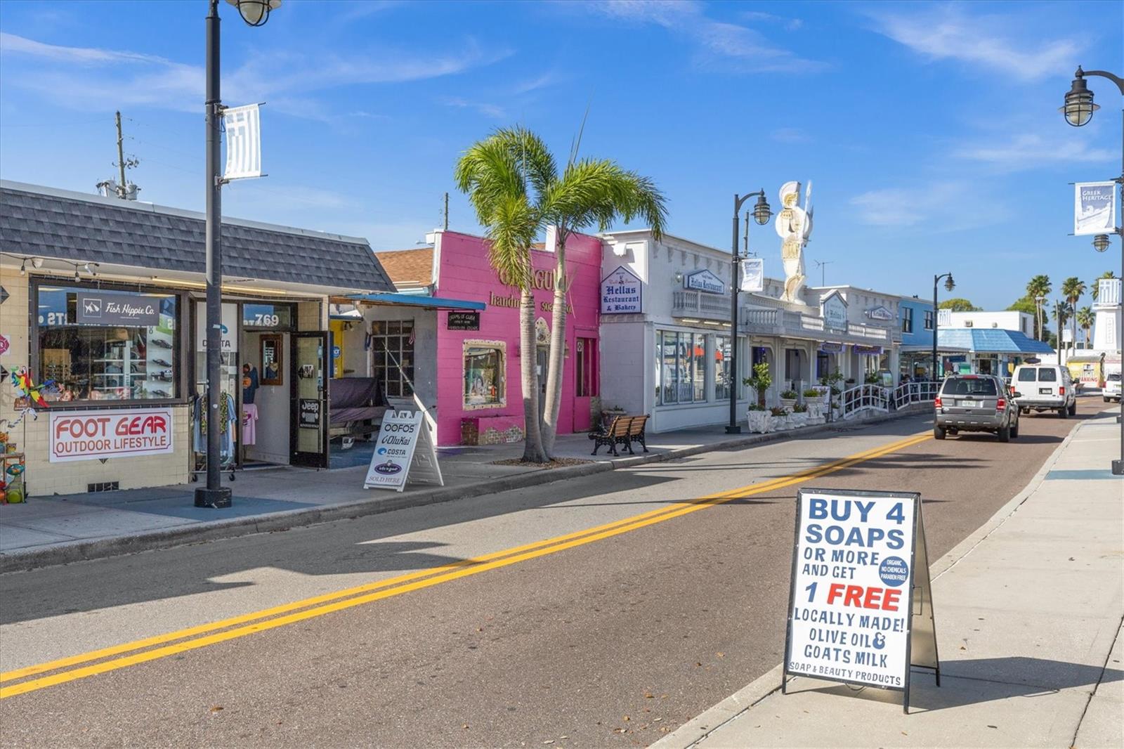 The Sponge docks in downtown Tarpon Springs with restaurants and shopping.