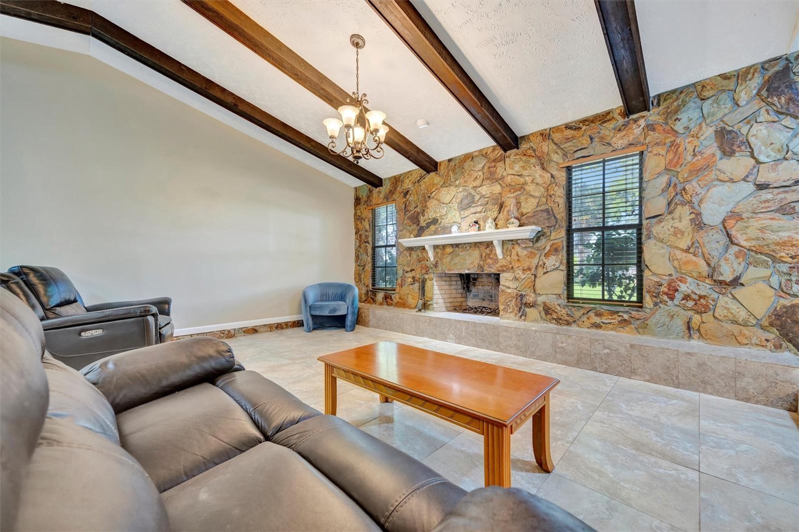 Classic fireplace in living area