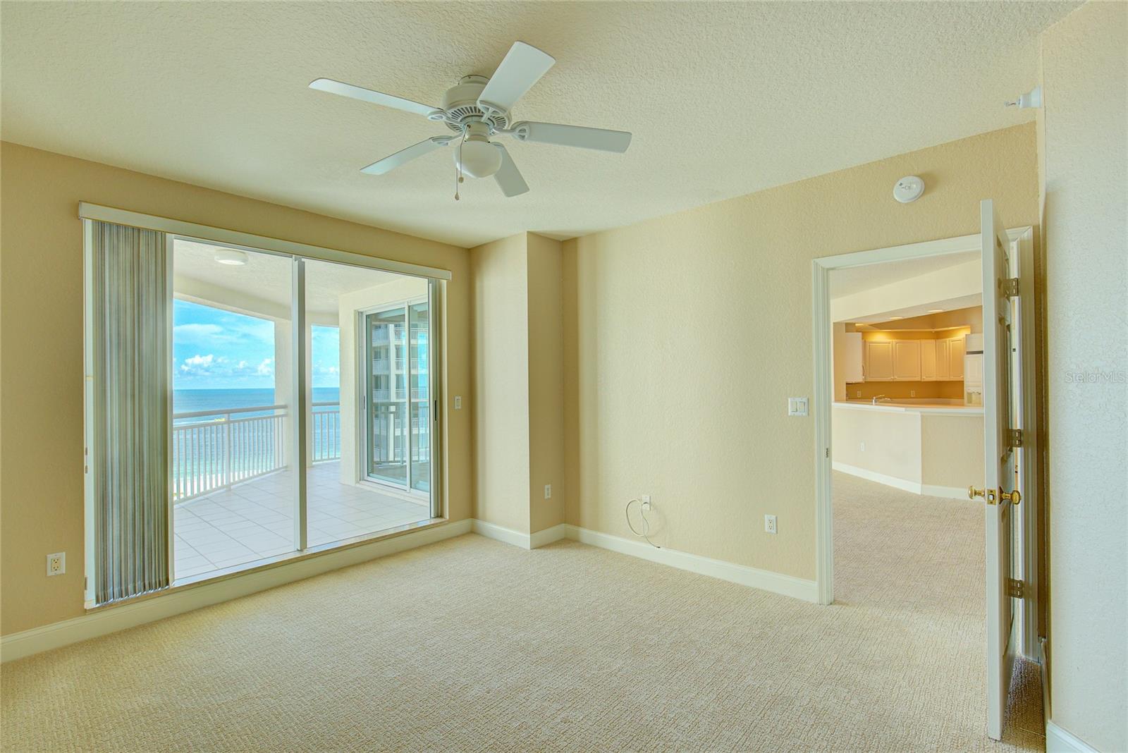 the primary suite opens on to a large balcony.
