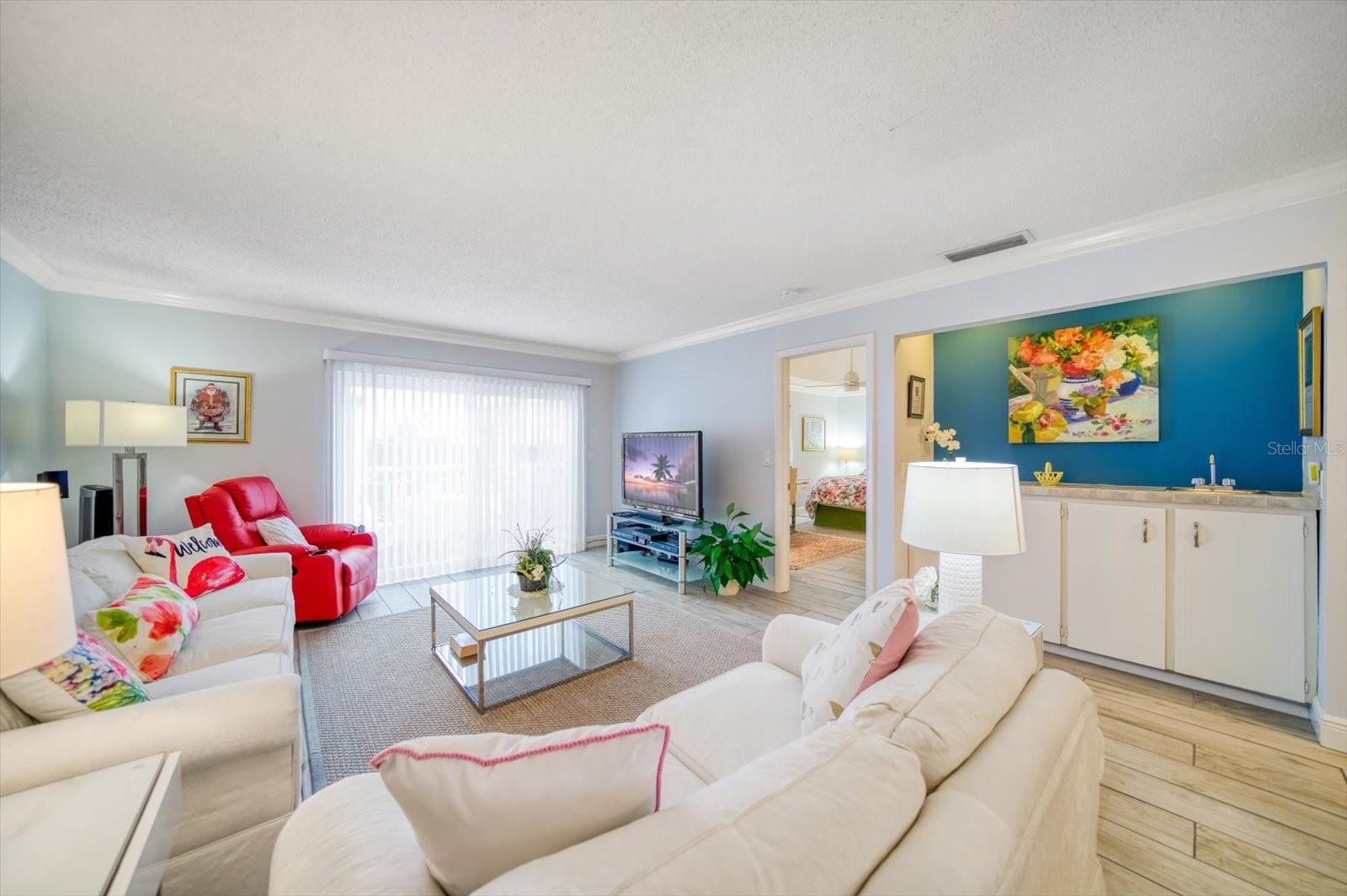 Living Room with Wet Bar
