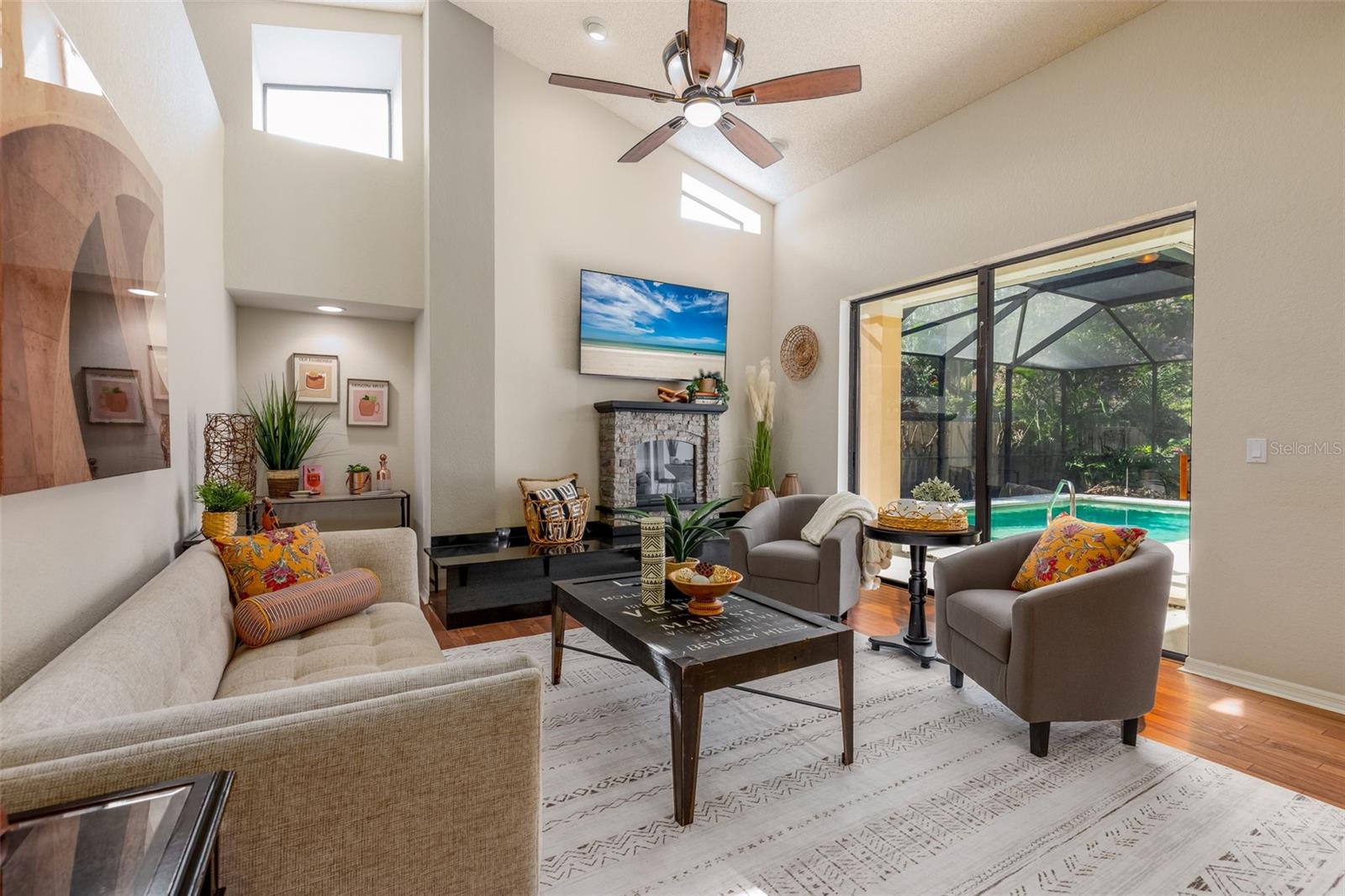 Family Rooom with Sliders out to Pool/Spa