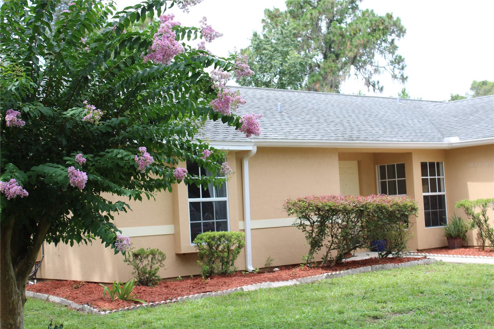 FRONT VIEW WITH BEAUTIFUL CREPE MYRTLE