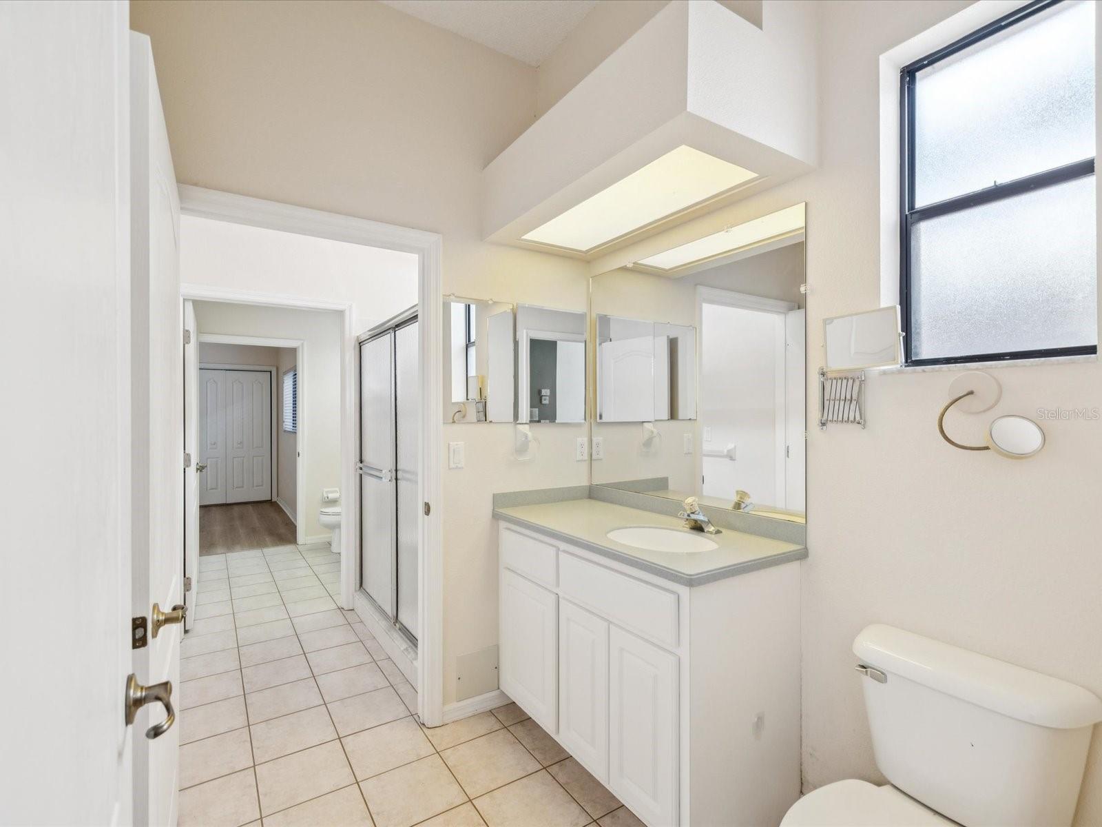 connected to separates sink and commodes
