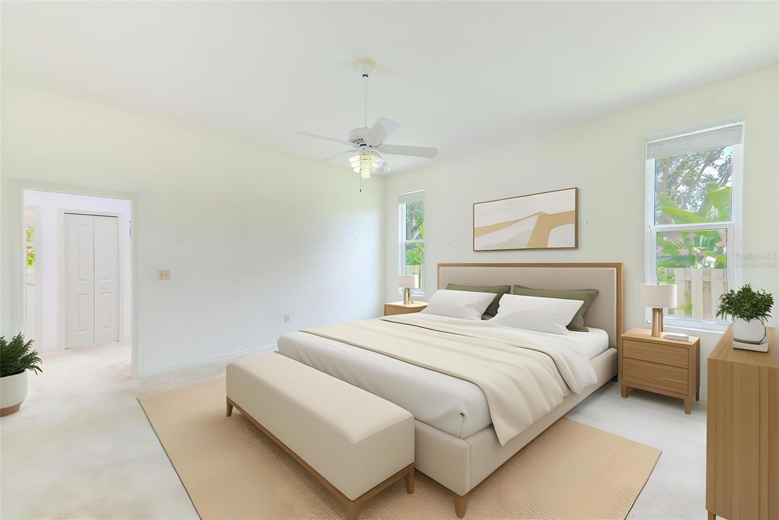 Virtually staged primary suite