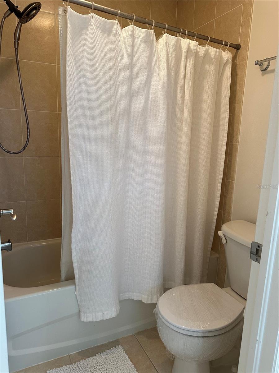 Master bath bath tub with shower and toilet