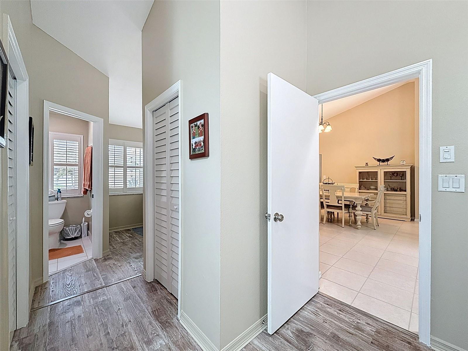 View from the master suite to the foyer and bathroom