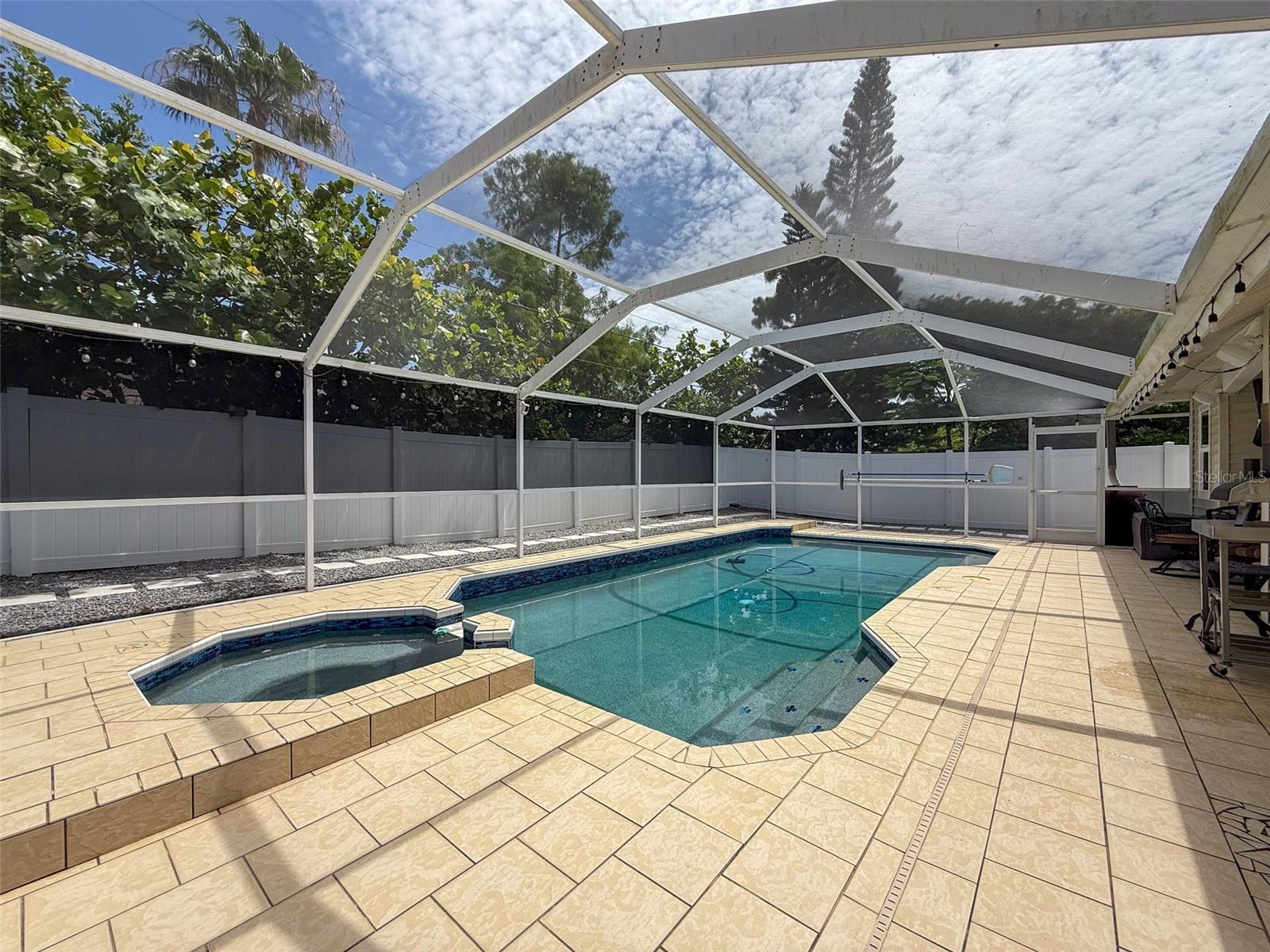 Salt water pool and heated spa. Lots of room to play.