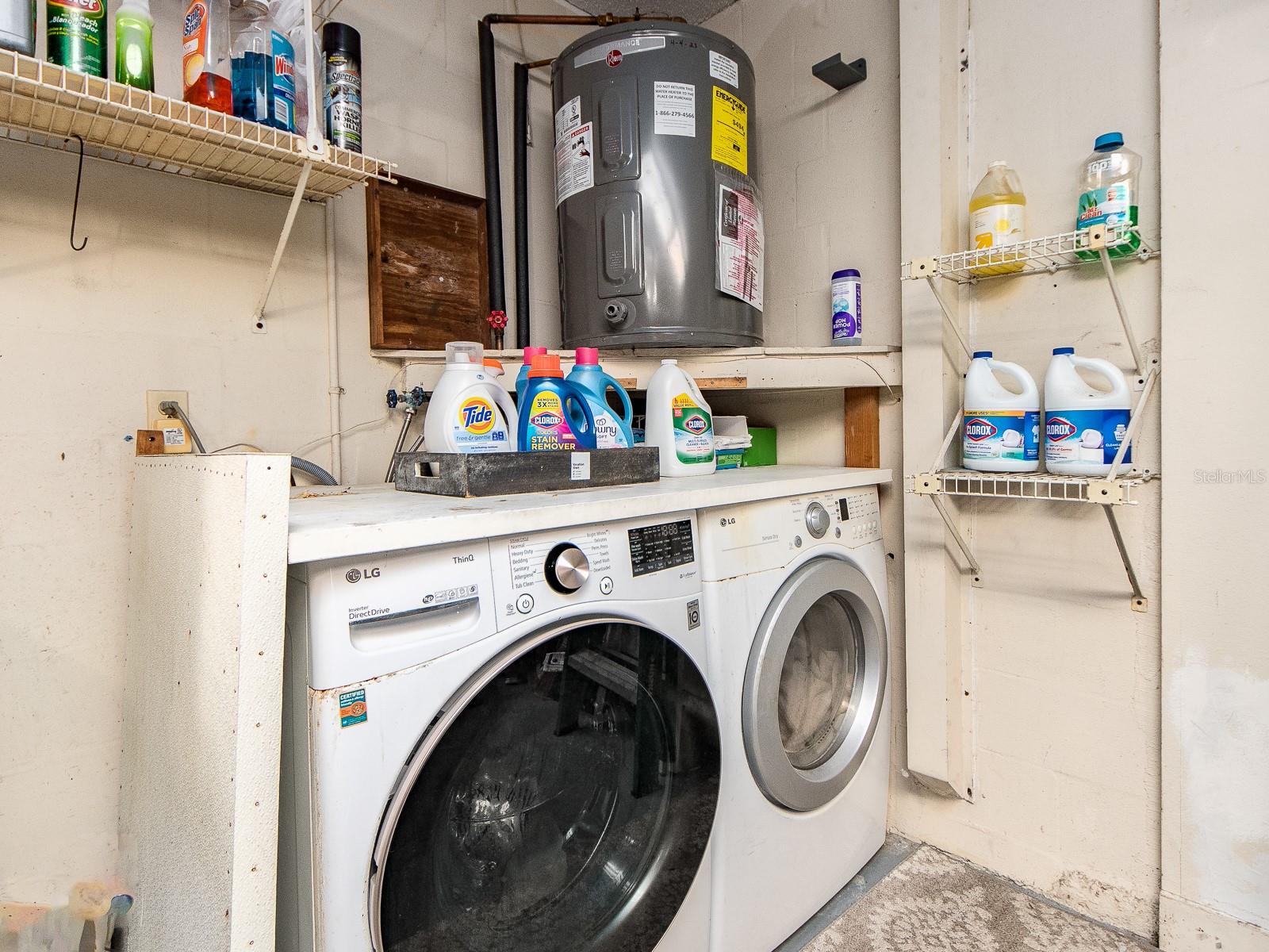 Laundry center in garage