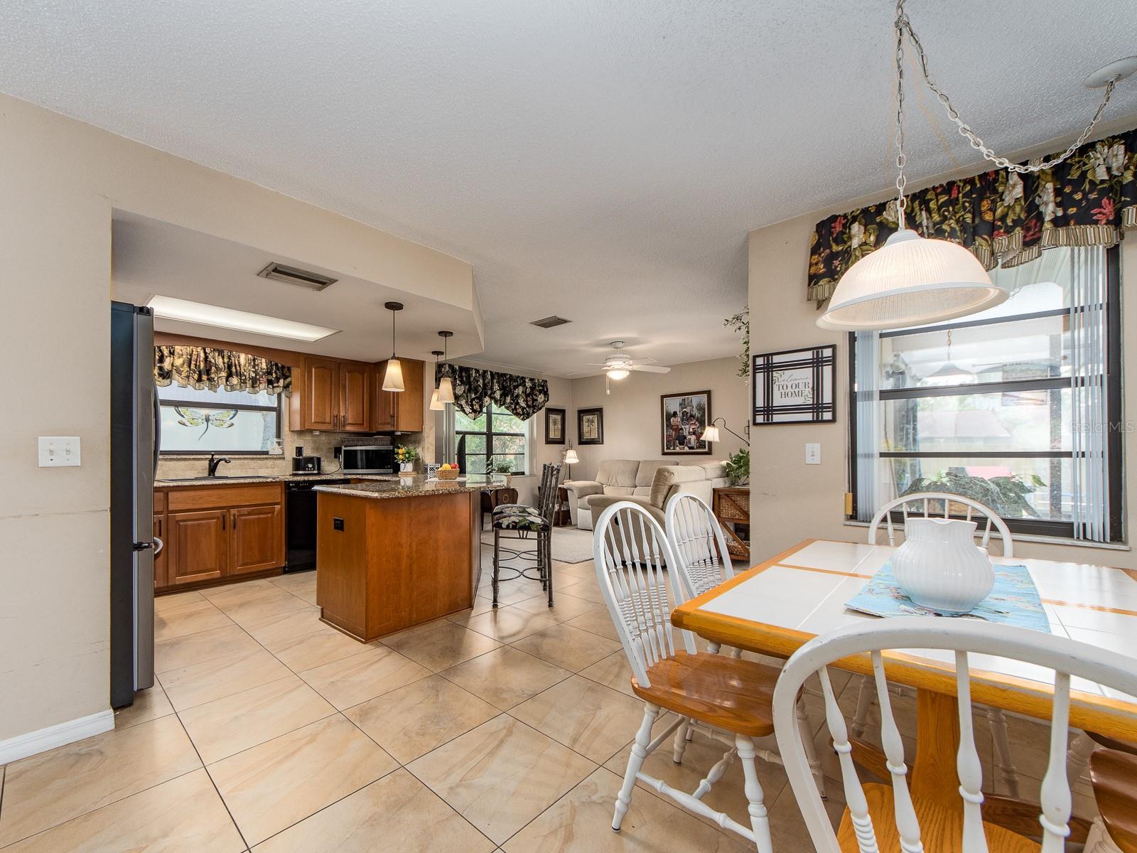 Family room and kitchen area