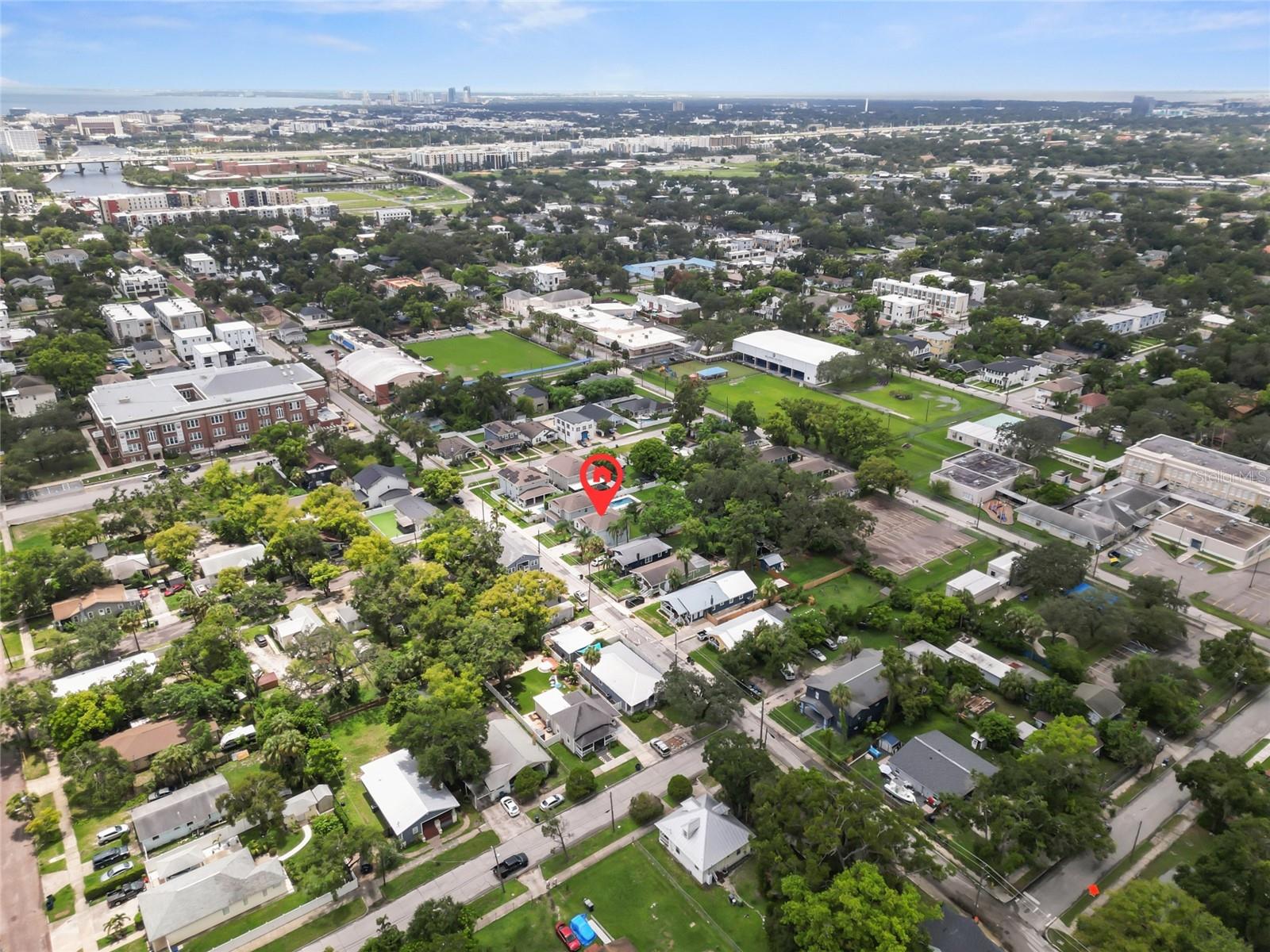 Aerial View of House & Neighborhood