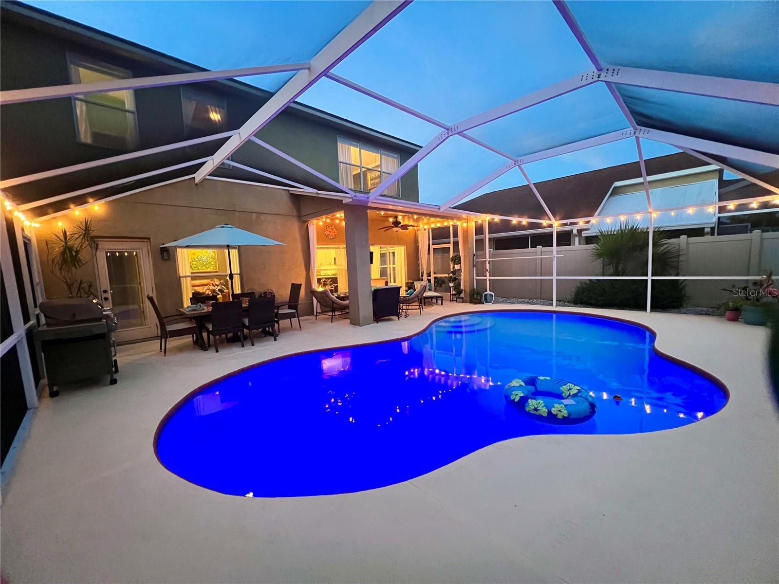 Pool has LED lights.