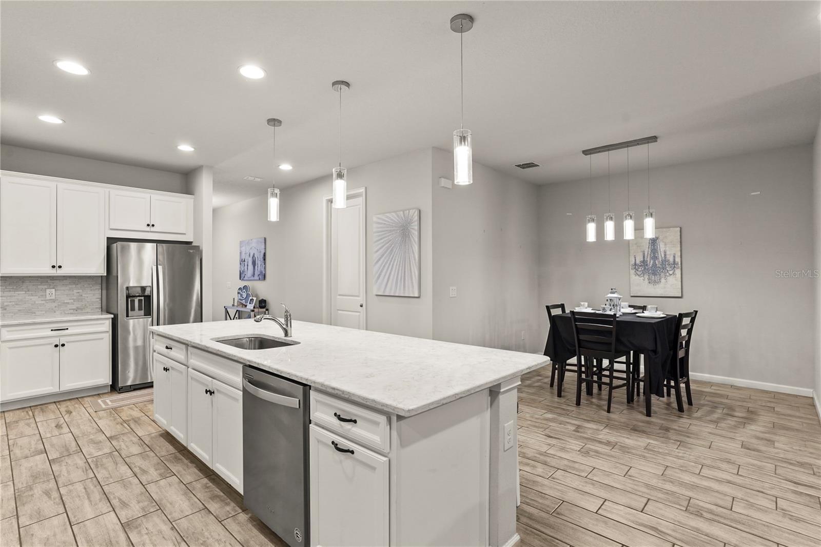 Kitchen view looking at dining room area