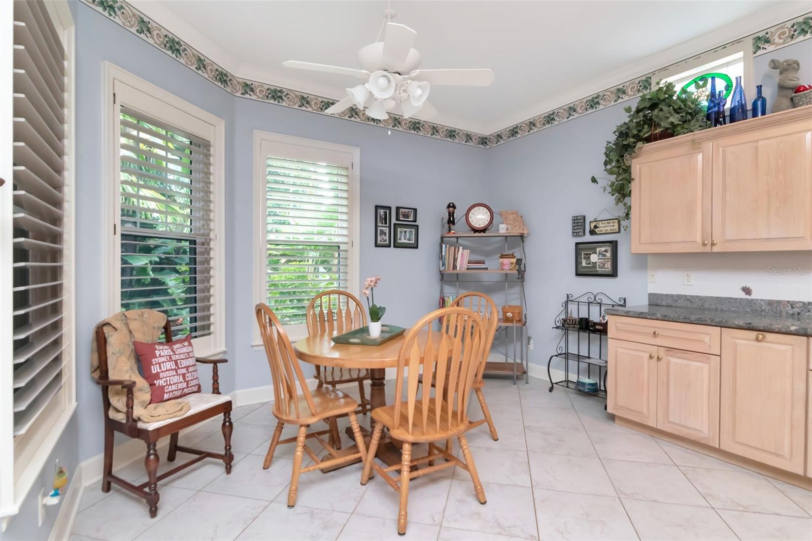 octagonal breakfast area overlooks rear yard