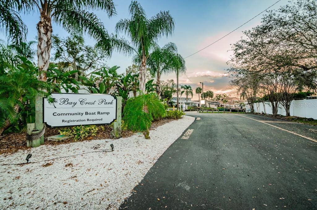 Boat ramp on the corner of Bay Crest and Gilbert.