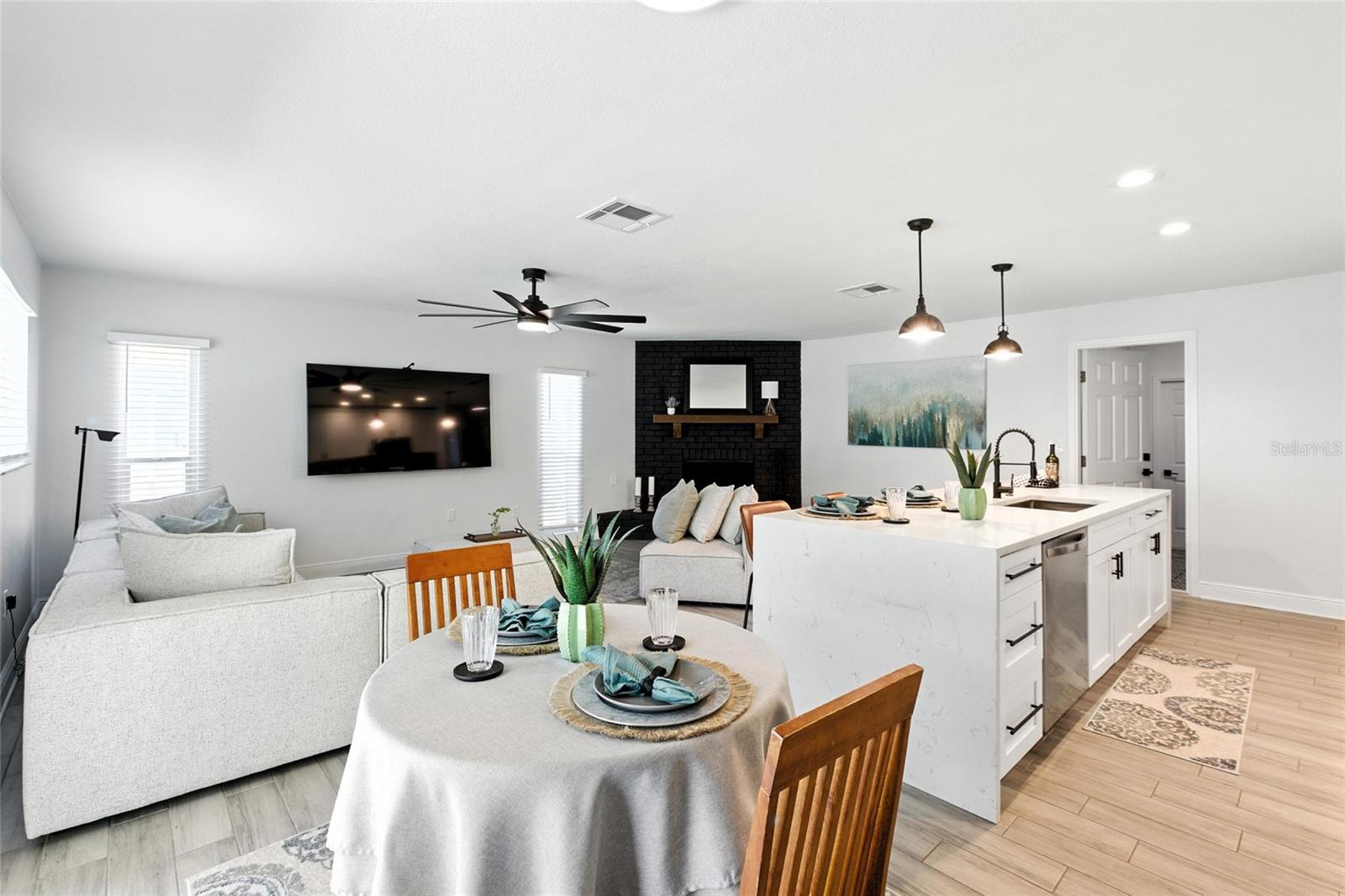 Light-filled dining area just off the kitchen with backyard views and room to gather.
