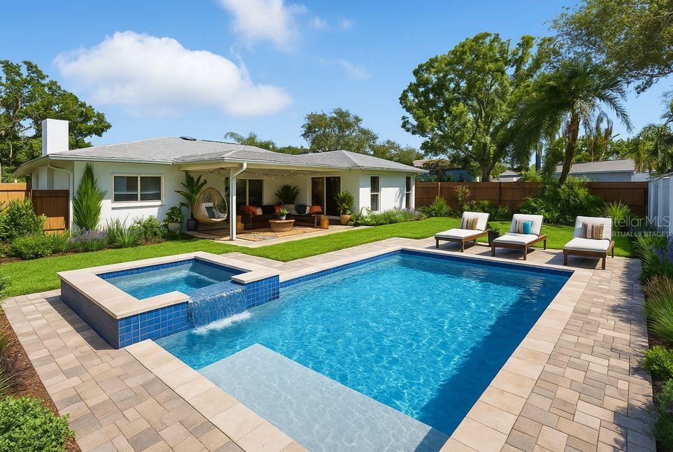 Virtually Staged - Yep, that’s right—this backyard can absolutely handle a pool. This virtually staged image gives you just a taste of how epic this space could be.