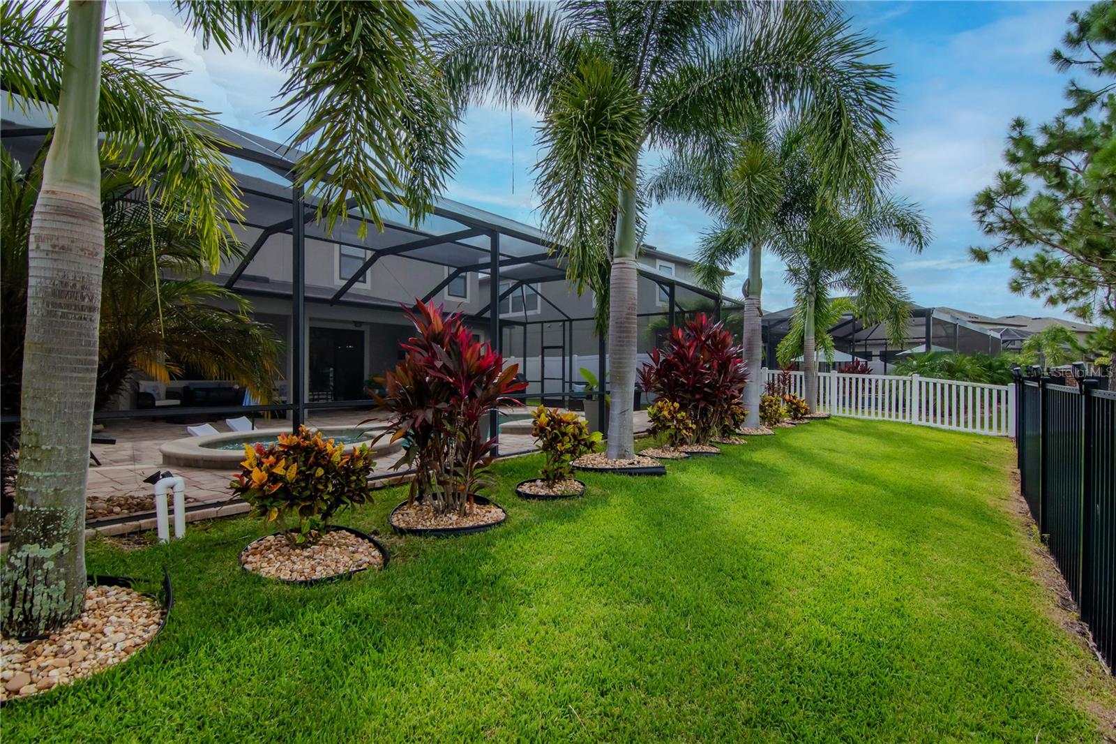 Smart LED landscaping lighting with seasonal color options will light up the Palm Trees