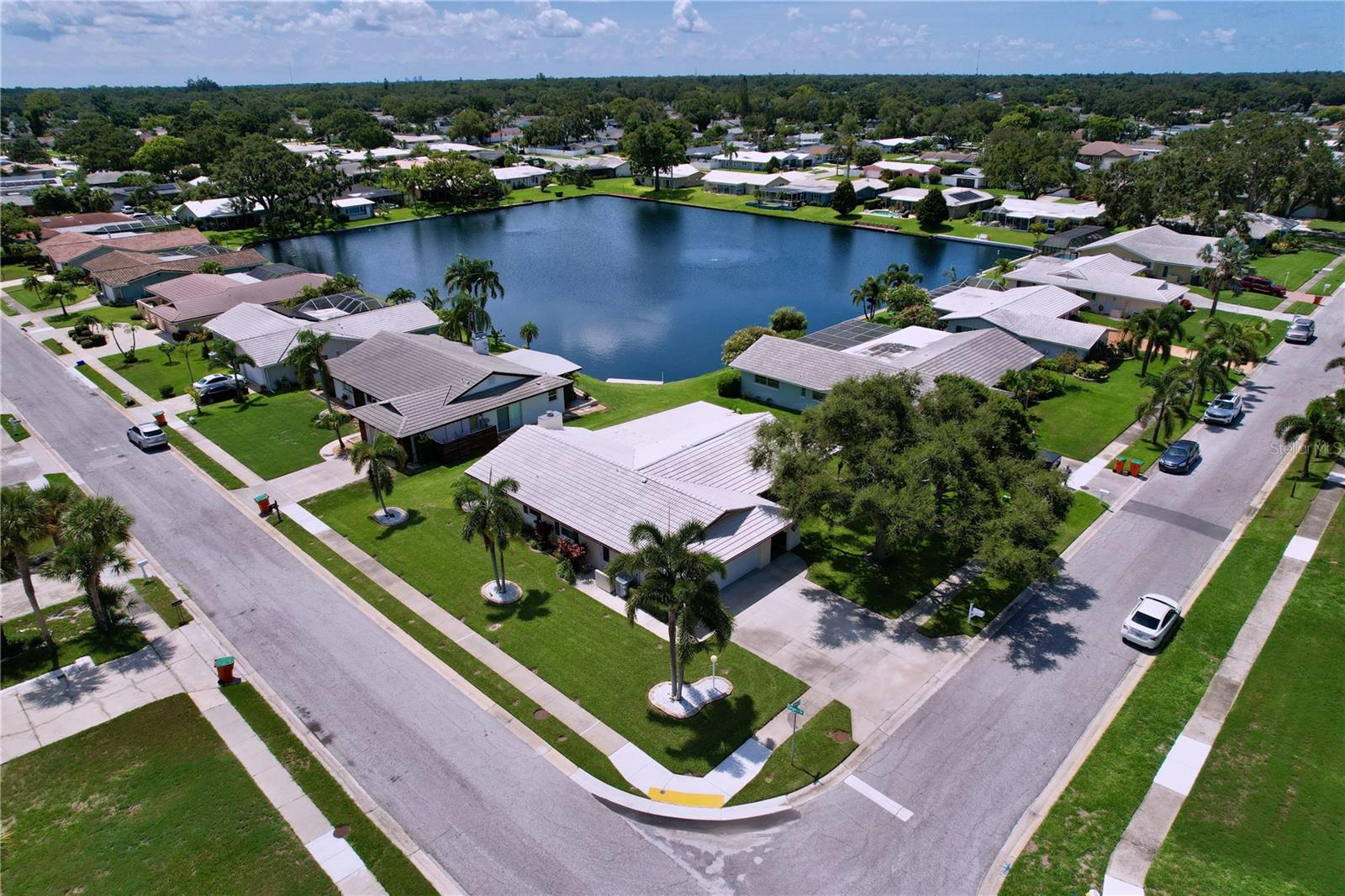 Corner lake front lot.