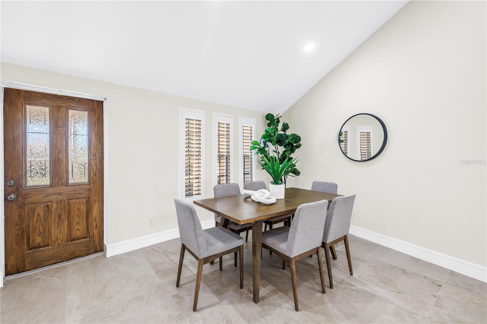 Dining room and front door.