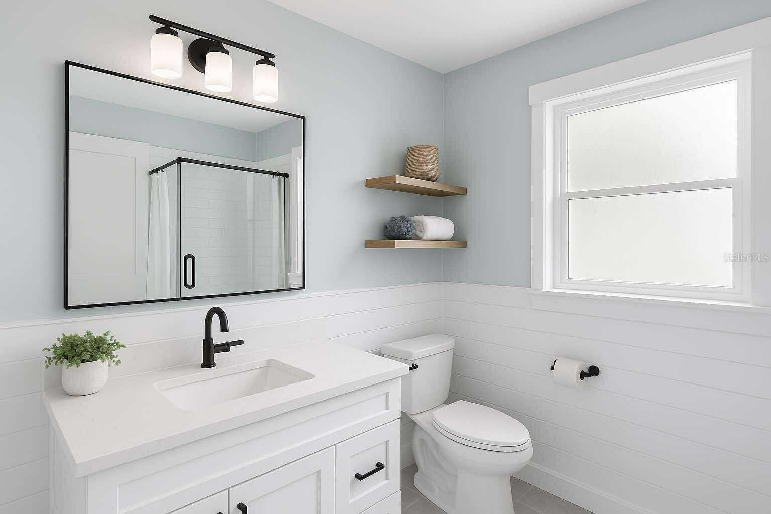 AI GENERATED VIEW OF BATHROOM WITH A FRAMELESS WALK IN WALK IN SHOWER