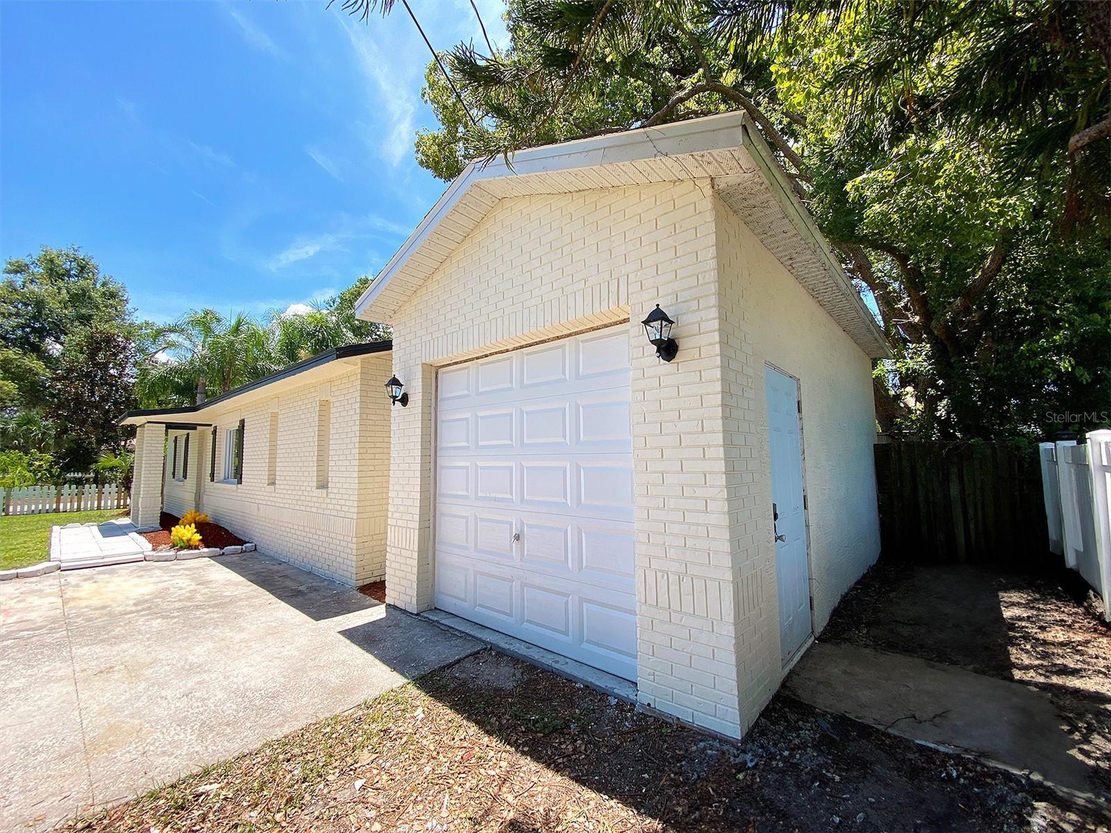Freestanding garage.