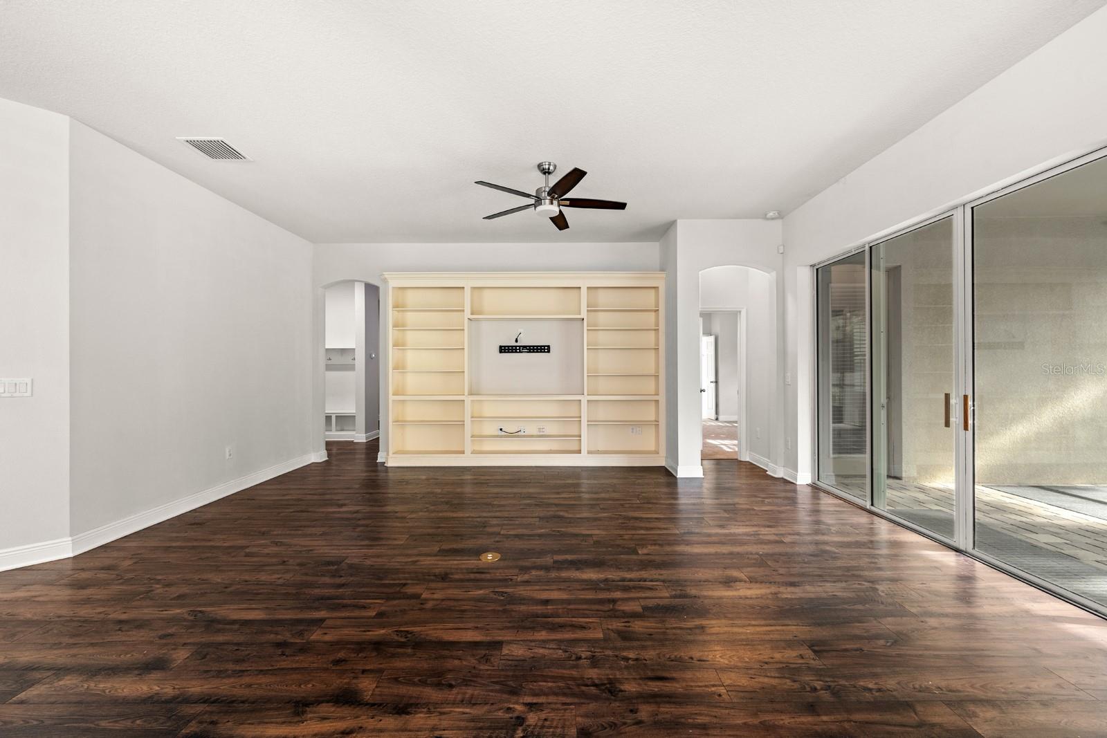 Large space with a built-in entertainment wall