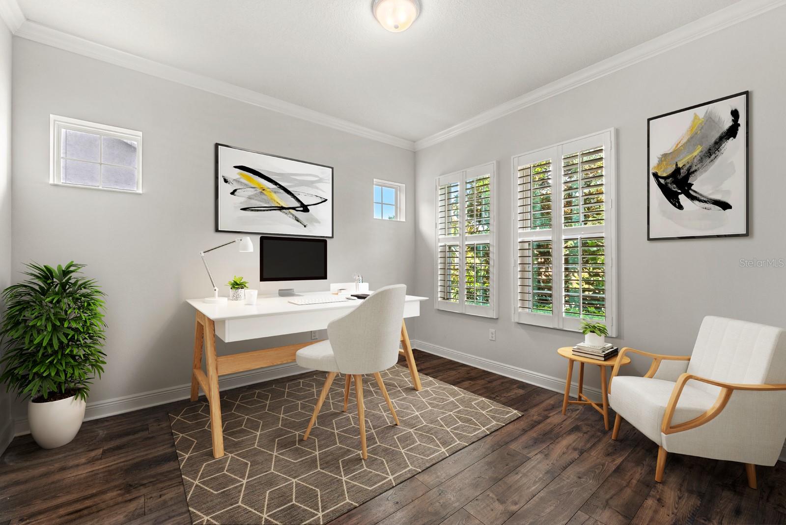 Digitally staged to show an office set-up