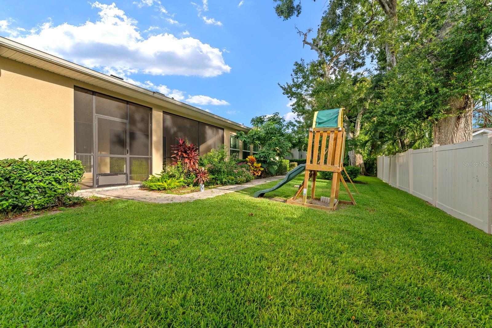 Lush backyard