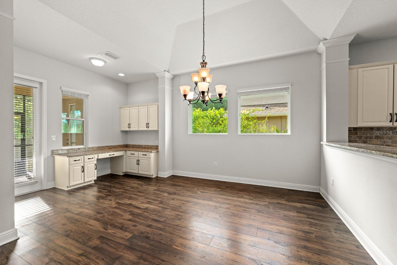 Dining room with built-in study nook