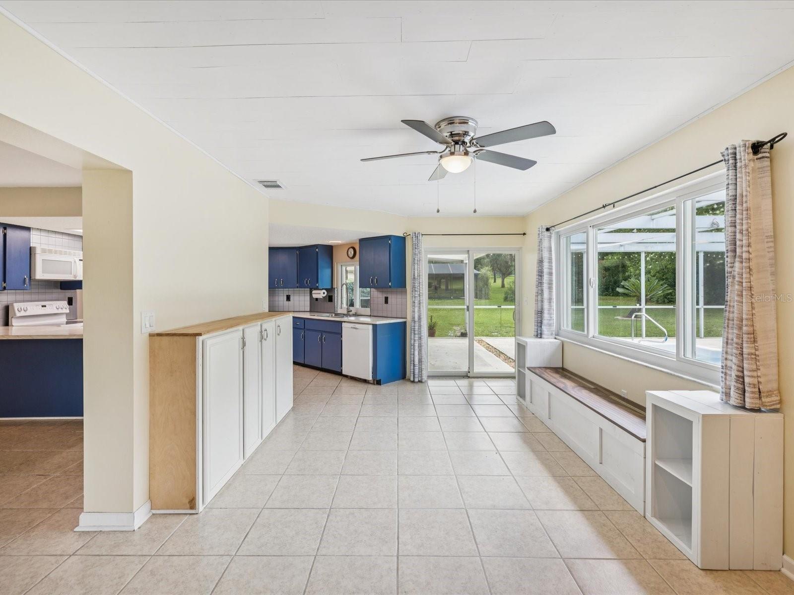 Custom built in seating/storage and cabinetry in dining room area