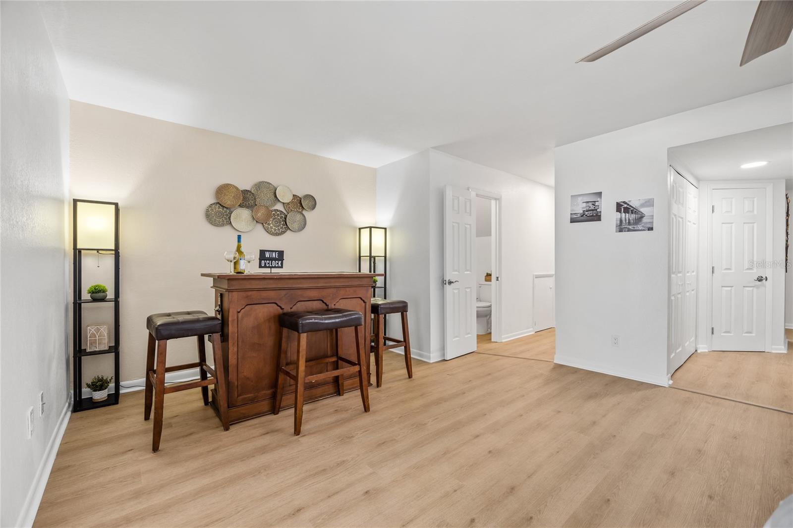The end of the Great Room is currently shown as a bar area but could easily be an added dining area or hobby space.