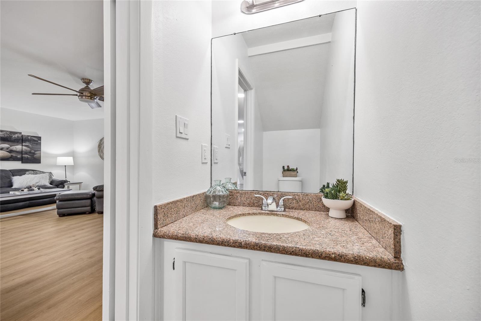 The half bathroom on the ground level is perfect for guests!