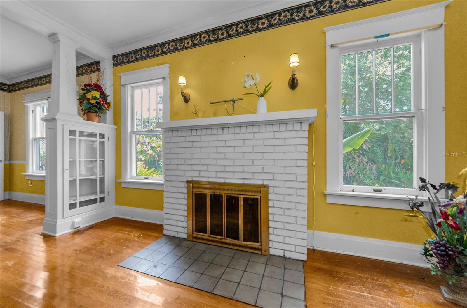 wood burning fireplace